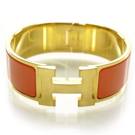 hermes clic h bracelet orange gold|authentic Hermes clic clac bracelet.